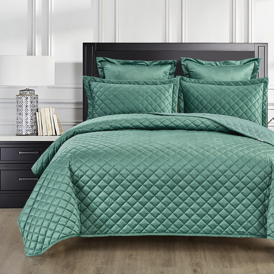 Taylor Emerald Green Velvet Coverlet