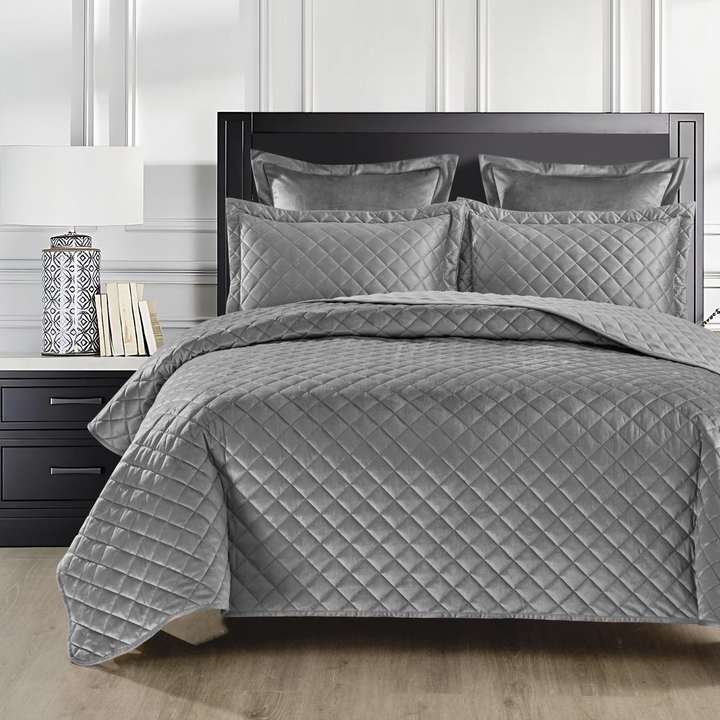 Clara Grey Velvet European Pillowcases