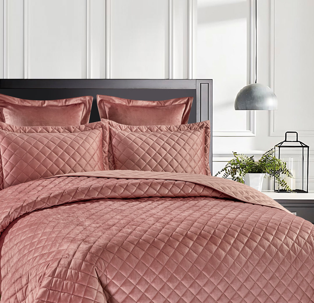 Sofia Blush Pink Velvet European Pillowcases