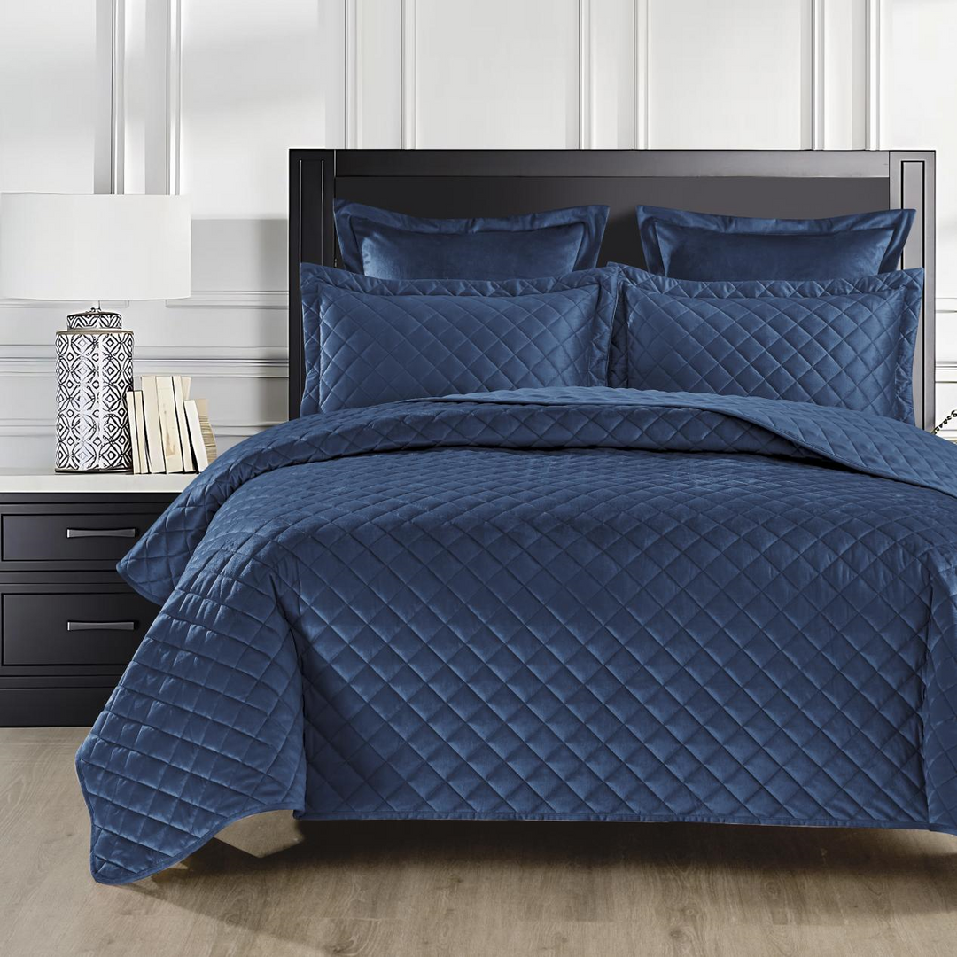 Kylie Navy Blue Velvet European Pillowcases