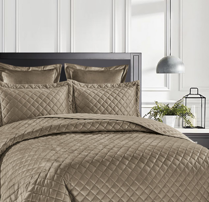 Diana Coffee Velvet European Pillowcases