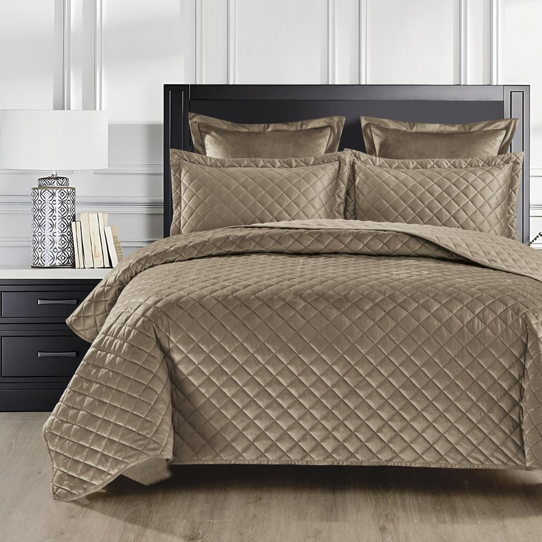 Diana Coffee Velvet European Pillowcases