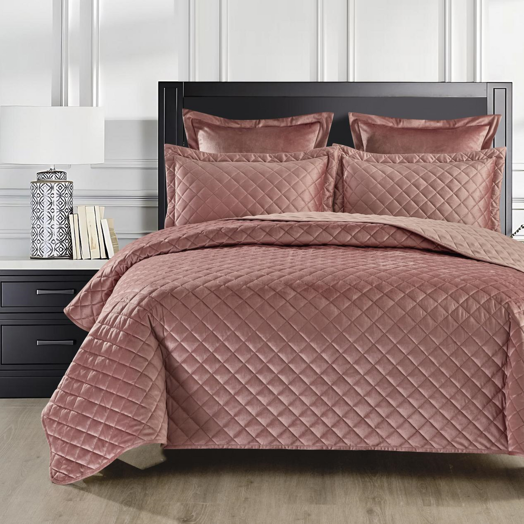 Sofia Blush Pink Velvet European Pillowcases