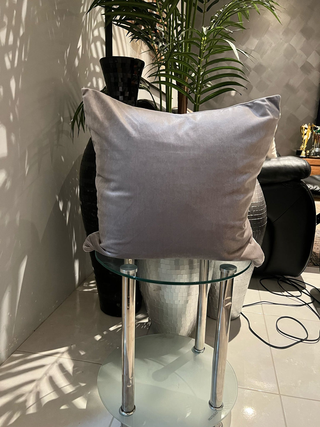 Zoe Grey Velvet Pillow Cover